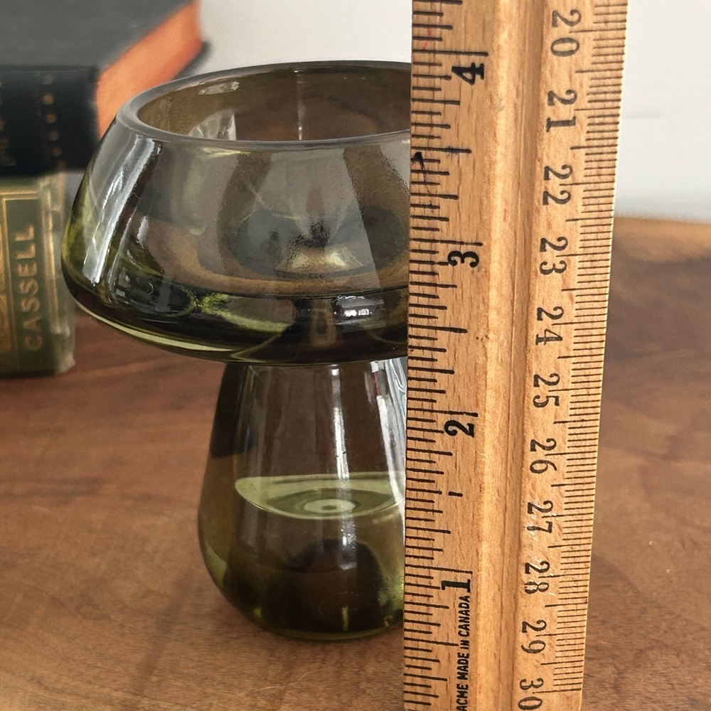 Glass mushroom Tea lite candle holder brown 3.5”H decor - Picture 9 of 11